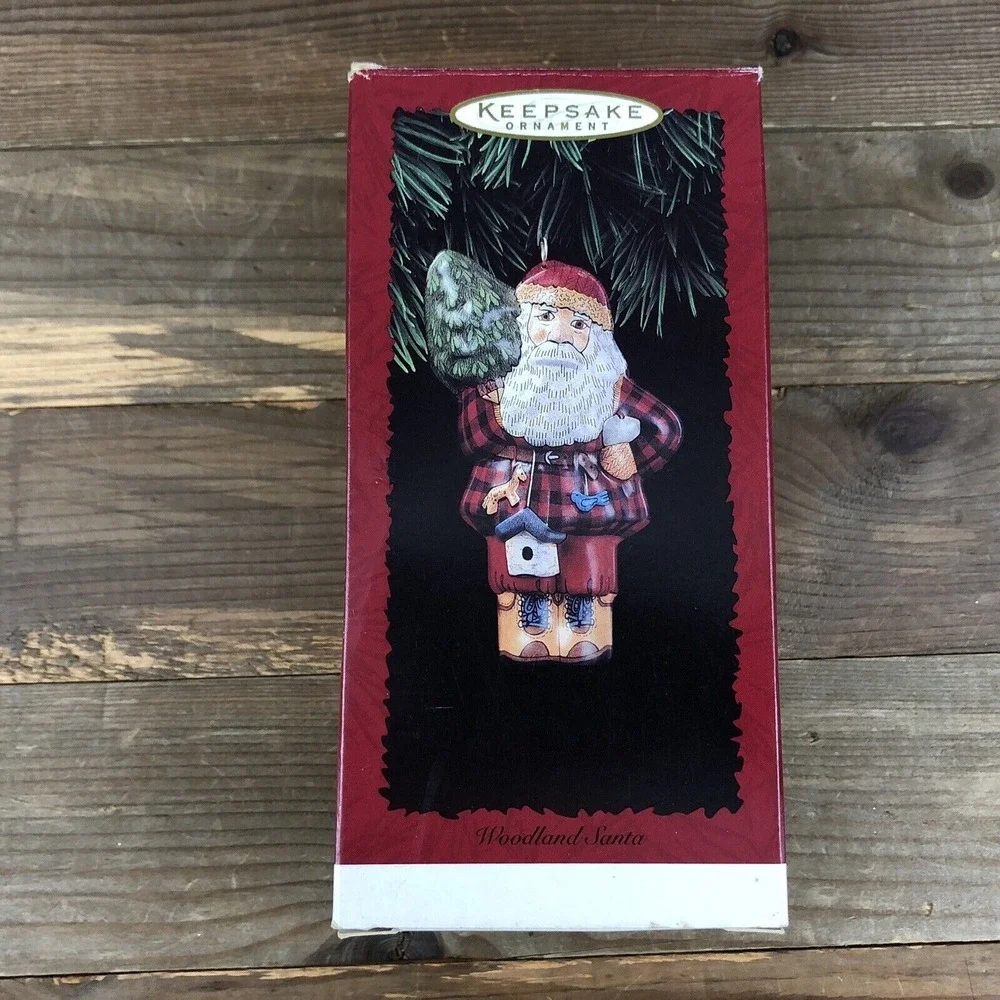 Hallmark Keepsake Ornament WOODLAND SANTA‎ Pressed Vintage 90s Christmas Holiday